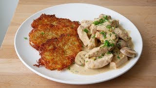 Geschnetzeltes quotZürcher Artquot mit Rösti  Meat Strips quotZurich Stylequot with Hash Browns ENG SUBS [upl. by Cory]