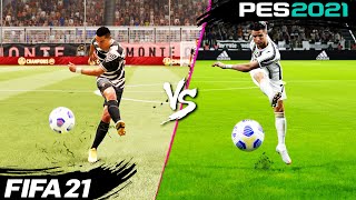 FIFA 21 vs PES 2021 Shooting Long Shots Finesse Shots Volleys Lobs amp More 4K [upl. by Enael]