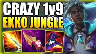 THIS IS ONE OF THE MOST INSANE 1v9 CARRIES EVER WITH EKKO JUNGLE  Gameplay Guide League of Legends [upl. by Sucramat16]