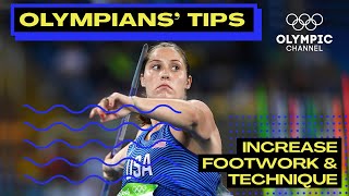 Javelin Throw Footwork and Leg Block Training ft Kara Winger  Olympians Tips [upl. by Annayk]