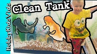 HobbyDad Cleans Fish Tank HobbyBear Foot Stuck in Box by HobbyKidsVids [upl. by Bascio460]