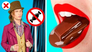 HOW TO SNEAK OUT CANDIES OF WONKA FACTORY  Awesome Sneaking Hacks and Funny Moments [upl. by Agripina38]