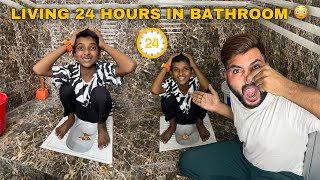 Living 24 Hours In Bathroom Challenge 😂 Gone Wrong 😳 [upl. by Suneya]