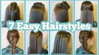 7 Quick And Easy Hairstyles For School [upl. by Blount890]