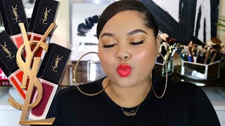 YSL Tatouage Couture Velvet Creme Liquid Lipstick Try On Session [upl. by Laris]