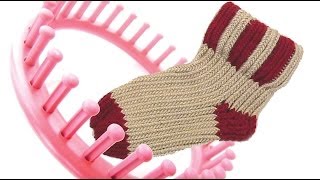 How to knit a sock on a round knitting loom socks [upl. by Anolahs]