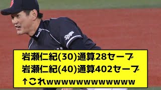 岩瀬仁紀30通算28セーブ岩瀬仁紀40通算402セーブ←これwwwwwwwwwwww【なんJ反応】 [upl. by Eleynad509]