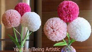 How To Make Round Tissue Paper Flower  DIY Paper Craft [upl. by Skyler]