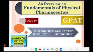 GPAT a start Physical Pharmaceutics Micromeritics and Powder Rheology Part 2nd Theory Lecture gpat [upl. by Burrow]