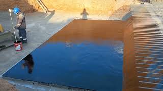 Bitumen Primer application before Water proofing membrane [upl. by Steinke]