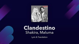 Shakira Maluma  Clandestino Lyrics English and Spanish  Translation  Meaning [upl. by Liuka]