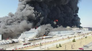 Walmart Distribution Center Fire Coverage  WTHR 5 pm Update  March 16 2022 [upl. by Nauwaj]