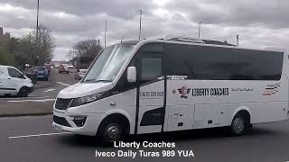 Liberty Coaches Iveco Daily Turas 989 YUA  Slatyford  Stamfordham Road [upl. by Eetnod978]