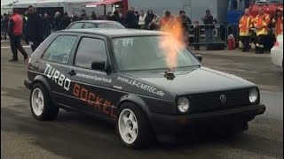 VW Golf Mk2 VR6 Turbo 4motion 1000HP 14 Mile Drag Race Turbo Gockel Renner 3 Flugplatzblasen 2015 [upl. by Dlaregztif]