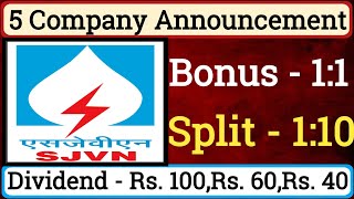 High Dividend  Stock Split  Bonus Share Announced🔴SJVN Limited🔴Crisil Limited🔴EIH Associated [upl. by Anikes560]