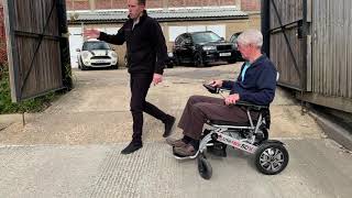 How use an electric folding wheelchair outside  full LITHTECH SMART CHAIR X demo [upl. by Ojahtnamas770]