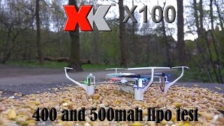 XK X100 3D Micro Quadcopter  400mah and 500mah lipo test Gearbest [upl. by Ymmac96]