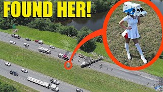 drone catches Ambulance Women helping people at an accident we found her [upl. by Eelannej]