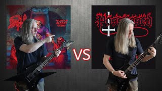 Death quotScream Bloody Gorequot VS Possessed quotSeven Churchesquot Guitar Riffs Battle [upl. by Laehcimaj]