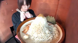 大食い→山勝角ふじ南流山店でらーめん全部乗せ全漢盛りをたべた。asmr風【デカ盛り】 [upl. by Annail]