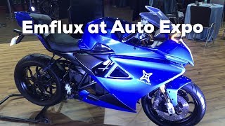 Emflux One Electric Superbike at Auto Expo 2018 [upl. by Krebs]