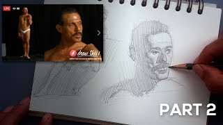 Live Life Drawing 1  Part 2 15 Minute Pose [upl. by Elladine697]