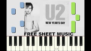 NEW YEARS DAY by U2 1983 Piano Tutorial with free Sheet Music pdf [upl. by Ard]