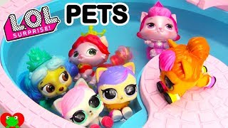 Princess Palace Pets Go Swimming With LOL Surprise Pets and Glitter Doll [upl. by Paulie887]