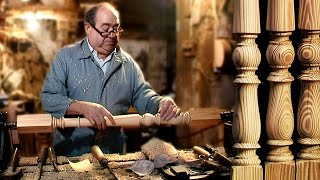 TORNEADO de un BALAUSTRE de madera para una BARANDILLA por un veterano TORNERO artesanal [upl. by Vasilek656]