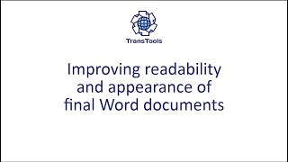 Improving readability and appearance of final Word documents [upl. by Annatsirhc514]