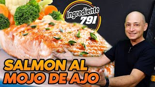 Como hacer SALMÓN al MOJO DE AJO A LA PLANCHA 🚀  Ingrediente 791 [upl. by Kcirdahs]