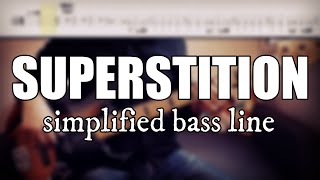 Superstition  Stevie Wonder  Simplified bass line with tabs 63 [upl. by Chalmers]