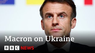 Russian defeat in Ukraine vital for Europe says France’s Macron  BBC News [upl. by Rotce]