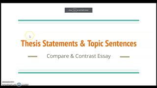 Compare amp Contrast Essay  Thesis Statement amp Topic Sentences [upl. by Salakcin]