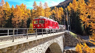 ★ 4K 🇨🇭 Pontresina  Alp Grüm  Pontresina cab ride in a Gem 44 54 year old hybrid loco 102021 [upl. by Eimiaj]