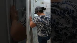 Amazon Shower Door Install diy construction showerdoor homestead [upl. by Kahlil771]