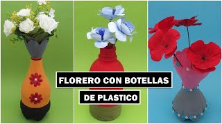 florero con botellas de plástico  Ideas con botellas pet  Plastic bottle flower vase [upl. by Jasen]