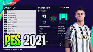 JUVENTUS Players Faces and Ratings  PES 2021 [upl. by Ezri]