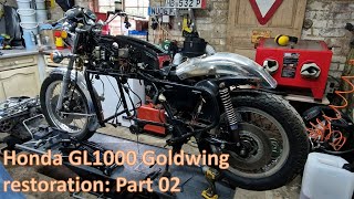 Honda GL1000 Goldwing restoration Part 02 Staring on removing cycle parts [upl. by Suellen]