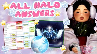 🎄ALL HALO ANSWERS✨ FOR GLITTERFROST 2024 HALO  Royale High Glitterfrost [upl. by Najib]