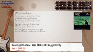 🎸 Moonlight Shadow  Mike Oldfield ft Maggie Reilly Guitar Backing Track with chords and lyrics [upl. by Friday]