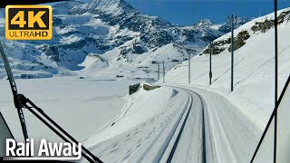 4K Cabview Bernina Express  Rail Away  Tirano Italië  Pontresina Zwitserland [upl. by Ihsakat]