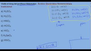 Formulación inorgánica 54 Ácidos Oxoácidos Nomenclatura tradicional truco perreril ejercicio a [upl. by Bostow]