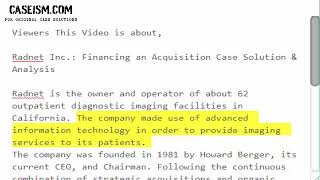 Radnet Inc Financing an Acquisition Case Solution amp Analysis Caseismcom [upl. by Tudor]