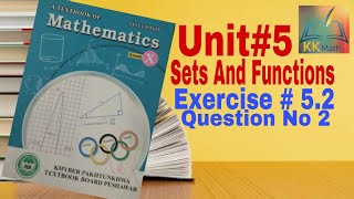 kpk board 10 class math unit 5 Sets and functions Exercise 52 Question 2 KK Maths [upl. by Chud65]