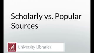 Scholarly vs Popular Sources [upl. by Sunny592]