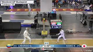 2018 112 T16 03 M E Individual Budapest HUN GP YELLOW KANO JPN vs LIMARDO GASCON VEN [upl. by Mosnar]