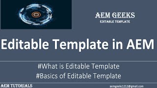 Editable Template 1  Editable Template in aem [upl. by Lacram]