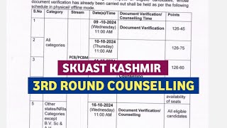 SKUAST KASHMIR UG 3RD ROUND COUNSELLING NOTIFICATION [upl. by Seed]