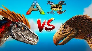 Deinonychus vs Terror Bird Creature Comparison  Ark Survival Evolved Valguero [upl. by Aleel]